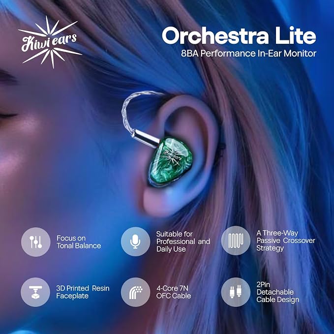 Linsoul Kiwi Ears Orchestra Lite Performance Custom 8BA in-Ear Monitor IEM - Image 3