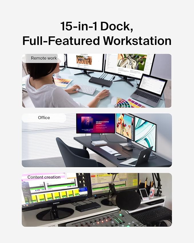 Belkin 15-in-1 Universal Triple Display DisplayLink Docking Station Hub w/ 3 - Image 4
