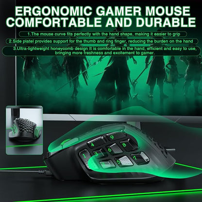 SOLAKAKA SM809 Wired MMO Gaming Mouse, - Image 8