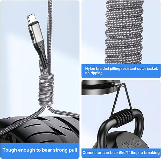 Durcord USB C Charger Cable, 6 Foot Type C Charger Premium Nylon Braided USB - Image 2