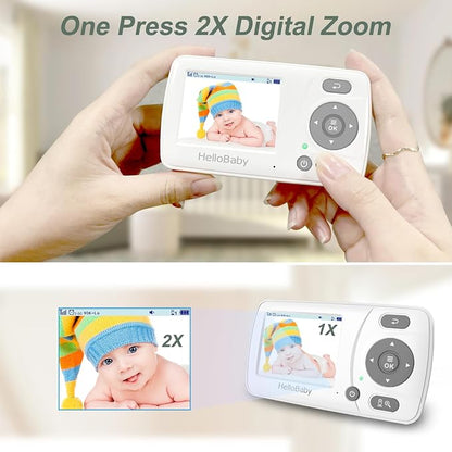 HelloBaby Monitor with 2 Cameras, 2.4'' Portable Travel Screen Baby Monitor No - Image 4