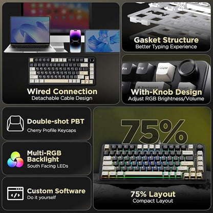 YUNZII B75 Mechanical Keyboard, 75% Layout - Image 2