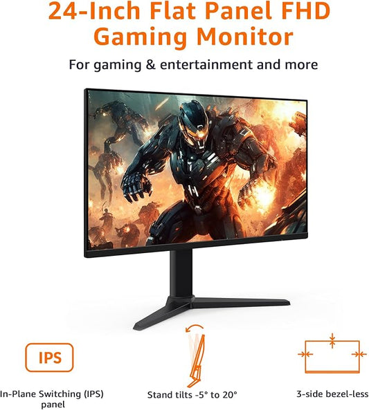 Amazon Basics 24 inch Gaming Monitor, FHD 1080P, VESA Compatible, Adaptive sync - Image 2