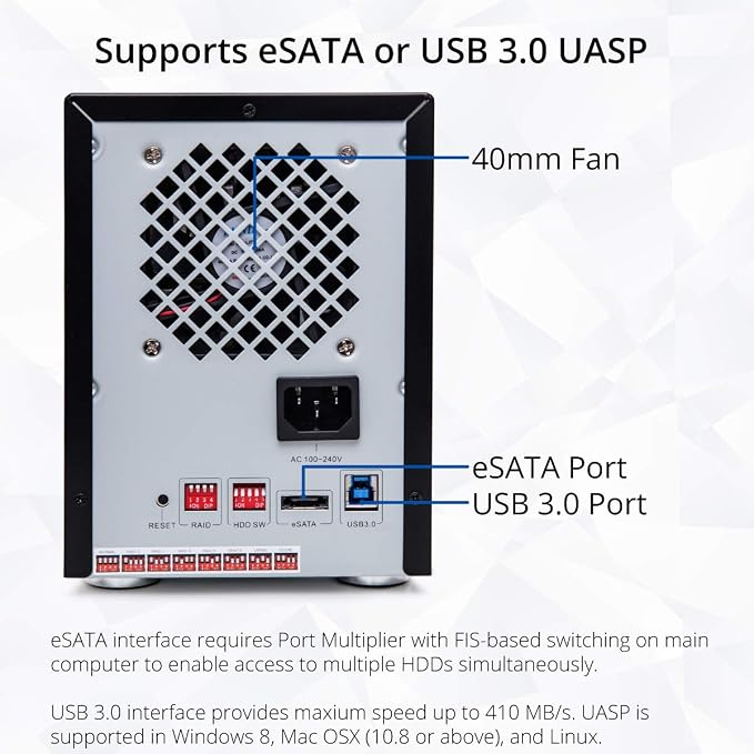 Syba 5 Bay Tool Less Tray Hot Swappable 2.5" 3.5" SATA III RAID HDD External - Image 6