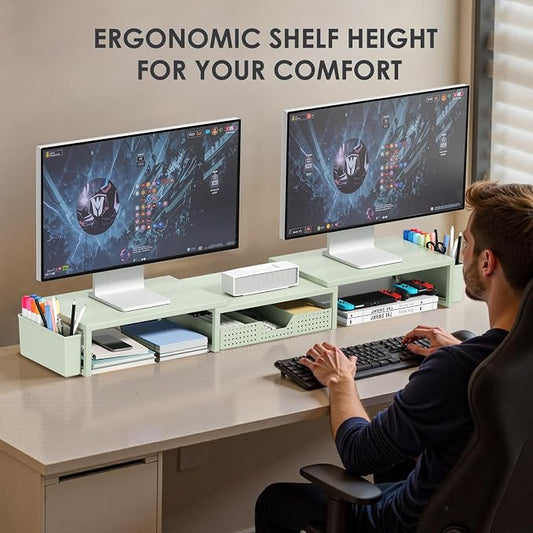 OPNICE Desk Organizers and Accessories, Dual Monitor Stand Riser - Image 2