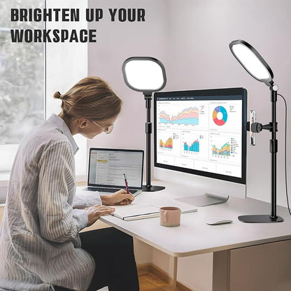 2 Packs Video Conference Lighting Kits, Dimmable Desk Ring Light - Image 6