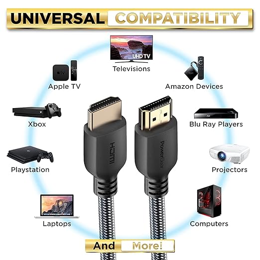 PowerBear 4K HDMI Cable 10 ft | High Speed Hdmi Cables, Braided Nylon & Gold - Image 5