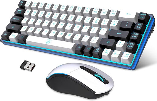 Snpurdiri 60% Wireless Gaming Keyboard and Mouse Combo, Ice Blue Backlit by Snpurdiri