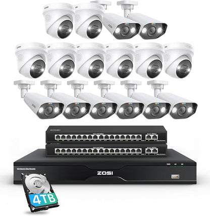 ZOSI 32CH 4K PoE Security Camera System, Face Person Vehicle Detection by ZOSI