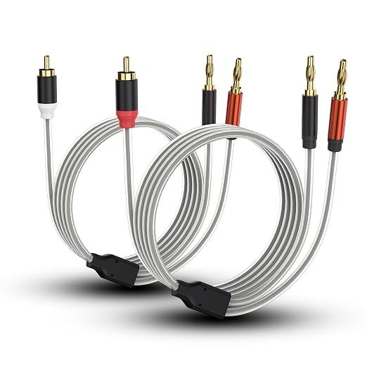 HOSONGIN RCA to Banana Plug Speaker Cable 3.3 Feet -2 Pack by HOSONGIN