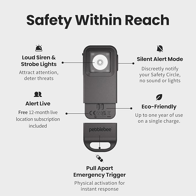 Pebblebee Halo Personal Safety Alarm | Loud Siren & Strobe Lights - Image 3