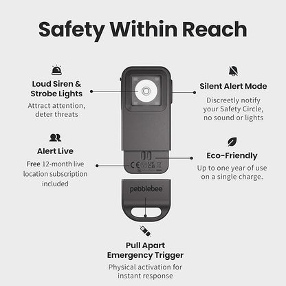 Pebblebee Halo Personal Safety Alarm | Loud Siren & Strobe Lights - Image 3