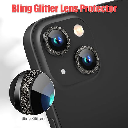 AGVEE 3+3 6 Pack for iPhone 15/15 Plus, Bling Diamond & Glitter Metal Ring 9H - Image 5