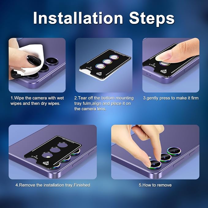 for Samsung Galaxy S25 Camera Lens Protector, Individual Metal Ring Tempered - Image 6