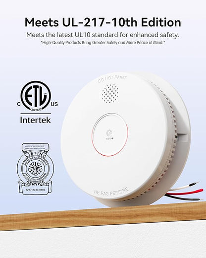 SITERWELL Smoke Detector, Hardwired Interconnected Smoke Detector, - Image 2