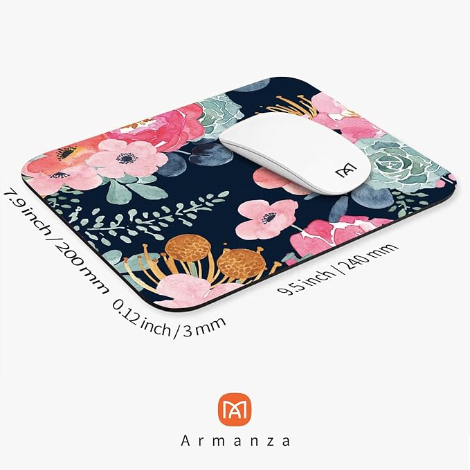 Square Mouse Pad Pink Flower, Personalized Premium-Textured Custom Mouse Mat - Image 2