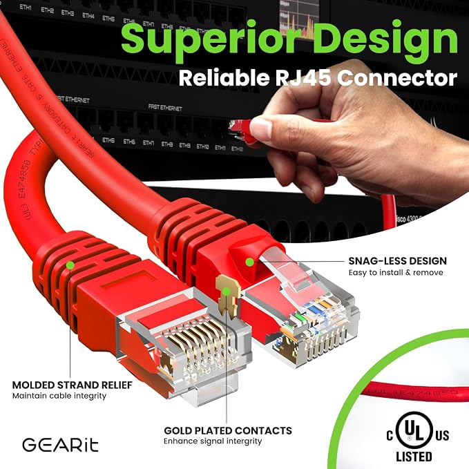 GEARit Cat 6 Ethernet Cable Cat6 Network Patch, Snagless Cord, Internet - Image 4