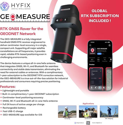 GEO-Measure RTK GNSS Survey Equipment, Handheld GPS Rover Receiver - Image 8