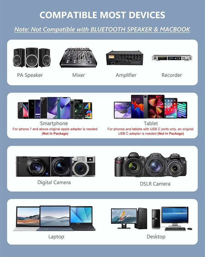 Wireless Microphone System Dual Transmitters Receiver Lavalier/Headset Mic Set - Image 2