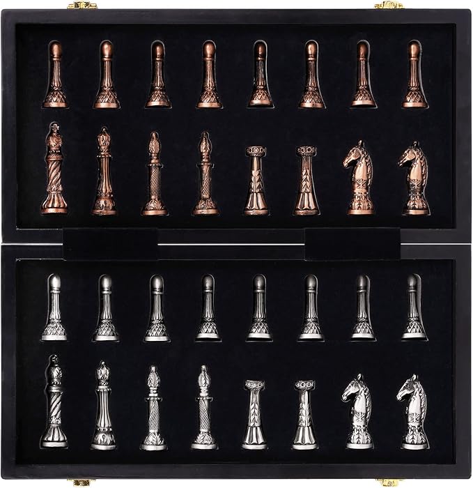 Retro Metal Chess Set for Adults and Kids – Marbling Chess Board - Image 6