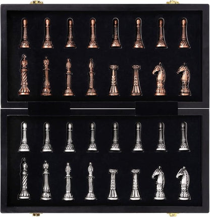 Retro Metal Chess Set for Adults and Kids – Marbling Chess Board - Image 6