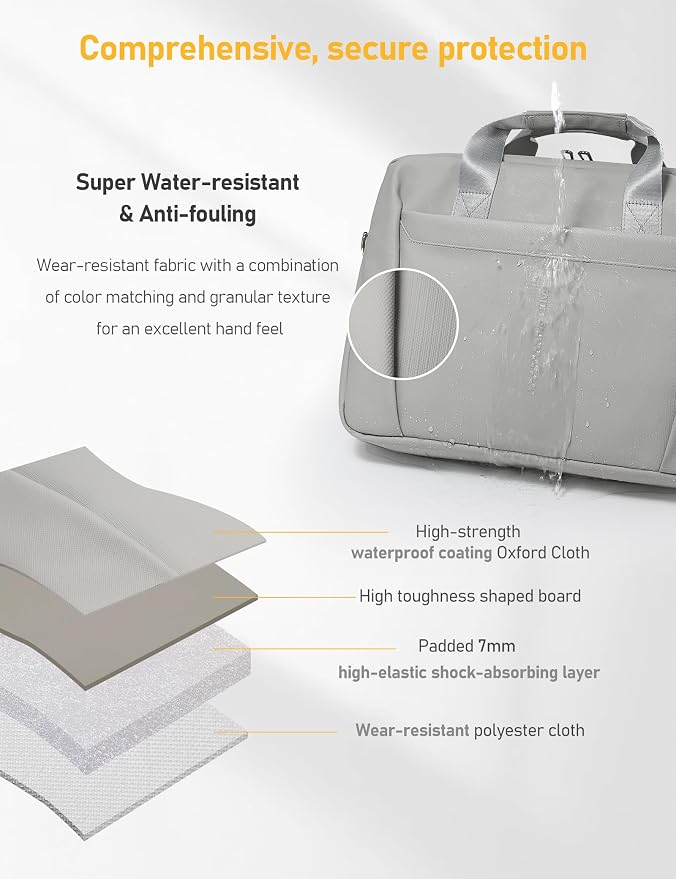 13-14 Inch Laptop Shoulder Bag Business Briefcase Water Resistant Computer - Image 3