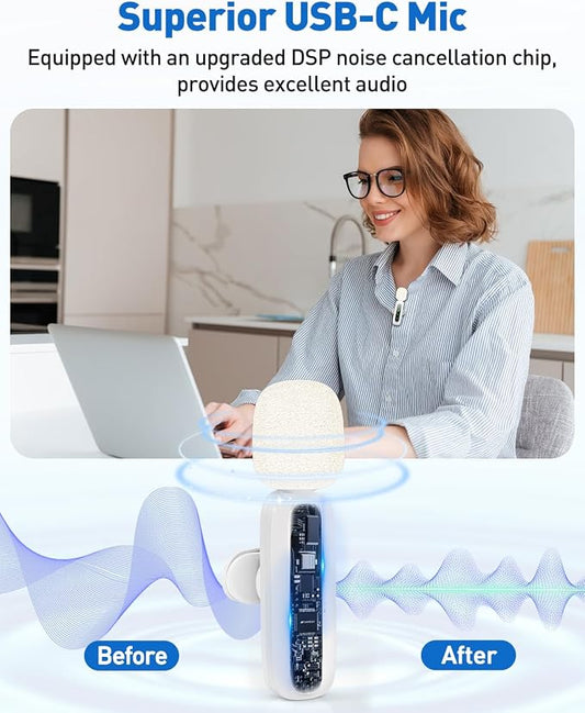 USB C Lavalier Microphone Wireless Mini Mic - Image 2