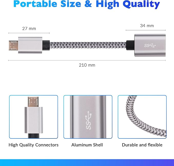 USB to Micro USB Adapter 4 Pack, Unidirectional Micro USB Male to USB Female - Image 6