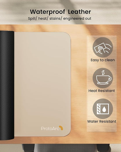 ProtoArc Leather Desk Mat, Large Mouse Pad- 31.5×15.8 inch, Non-Slip PU Leather - Image 4