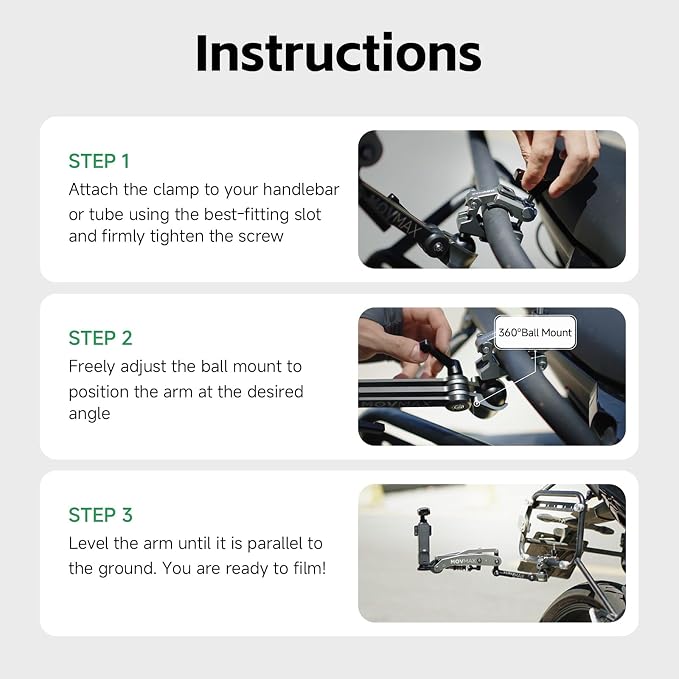 MOVMAX Blade Arm Bike Motorcycle Handlebar Mount Stabilizer, Camera Clamp Mount - Image 6
