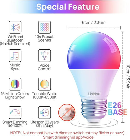 Linkind WiFi Smart Light Bulbs, Alexa Light Bulb Work - Image 9