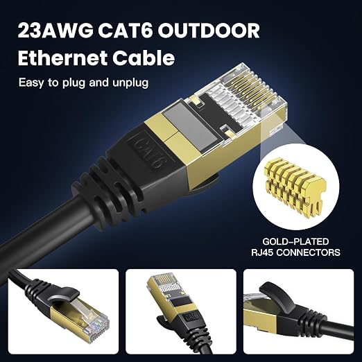 Cat 6 Ethernet Cable 30 ft, Outdoor & Indoor 23AWG 10Gbps High Speed, - Image 5