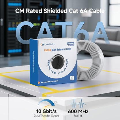 Cable Matters 10Gbps in-Wall Rated 23AWG Bare Copper Shielded Cat 6A Cable - - Image 3