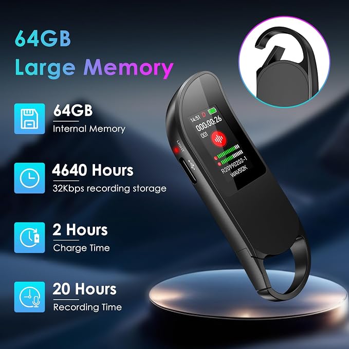 64GB Digital Voice Recorder, Vandlion Recording Device - Image 5