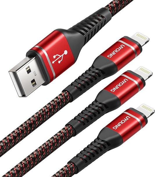 UYOUNG 3 FT iPhone Charging Cable MFi Certified 3 Pack 3 Foot Lightning Cable by UYOUNG