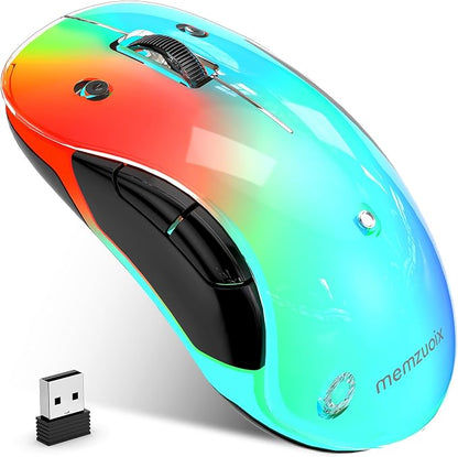 memzuoix 2.4G LED Wireless Mouse, Rechargeable Ergonomic Mouse by memzuoix