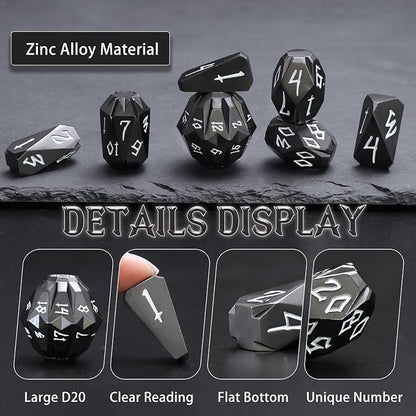 Metal DND Dice Set D and D, Dungeons and Dragons Dice of 7 RPG Dice Set Metal - Image 5