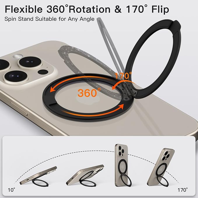 COOLQO 1Pc 360 Spin Cell Grip Ring Phone Stand Magnetic Holders - Image 3