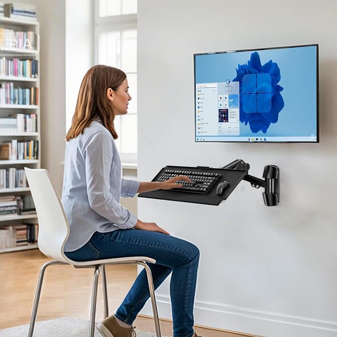 Wall Mount Keyboard Tray- Keyboard and Mouse Stand & Monitor Mount Arm - Image 7