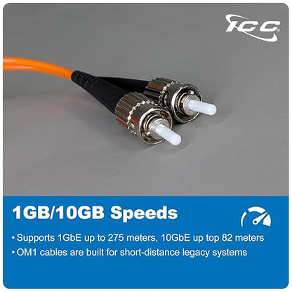 ICC LC to ST Duplex Multimode 62.5/125 Fiber Patch Cable, OFNR Riser, 2.0mm Zip - Image 3