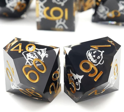 Haxtec Sticker Sharp Edge Dice Halloween Dice Resin DND Dice Set 7PCS Glow in - Image 4
