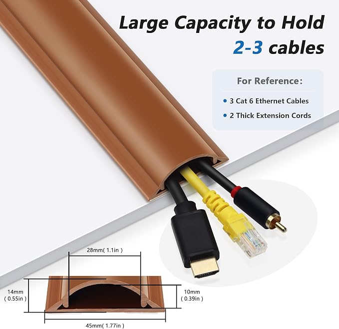 Cord Hider Floor 34in, Large Capacity Floor Cord Cover, Hard PVC Wire Cover - Image 2