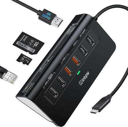USB C Hub Ethernet, 10Gbps USB C Docking Station 10-in-1 by intpw