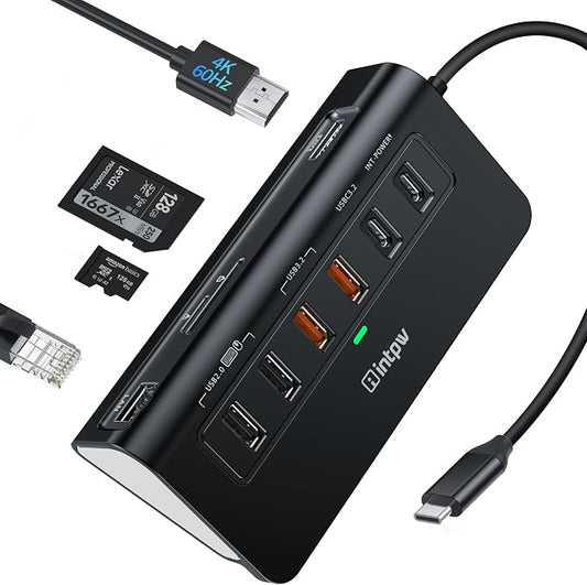USB C Hub Ethernet, 10Gbps USB C Docking Station 10-in-1 by intpw