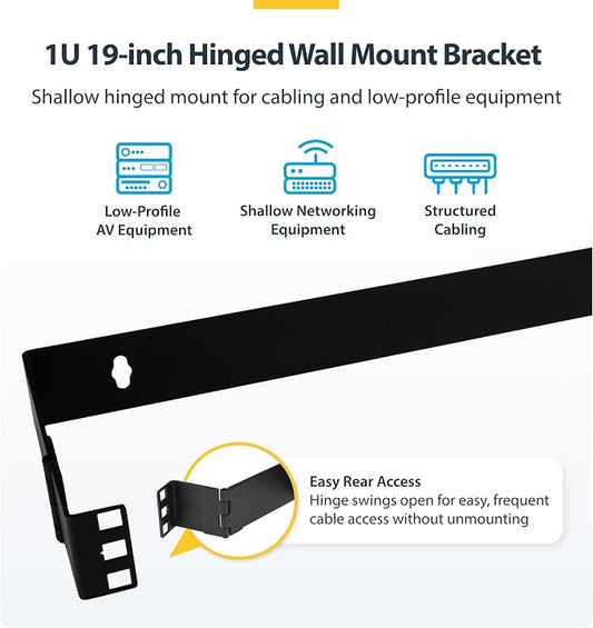 StarTech.com 1U Hinged Wall Mount Patch Panel Bracket - Image 2