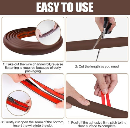 Floor Cord Cover Self Adhesive Cord Hider, 3.3FT Cable Management, Extension - Image 8