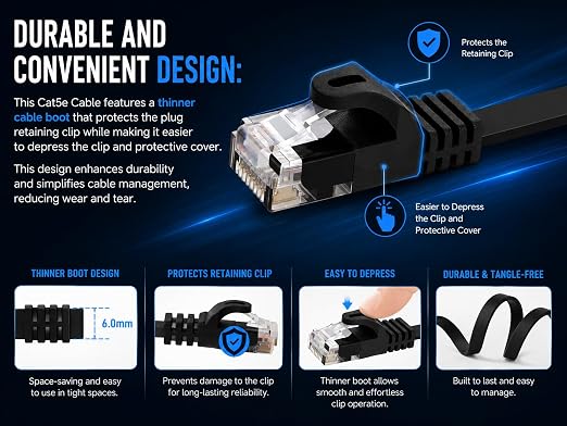 BRENDAZ Cat5e Ethernet Cable, Snagless Cat 5e Stranded Cord - Image 5
