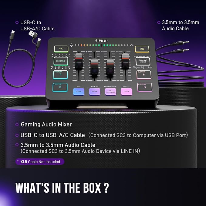 FIFINE Gaming Audio Mixer, Streaming RGB PC Mixer - Image 9