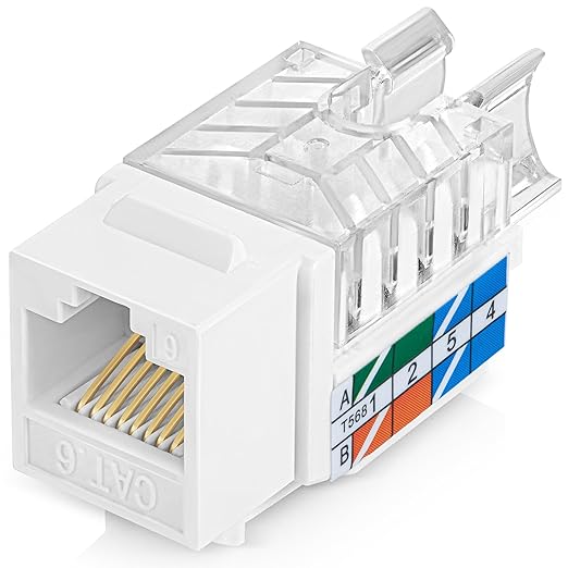 Everest 45° Angled RJ45 Cat6 Keystone Jacks 50-Pack in White by EverestMediaSolutions