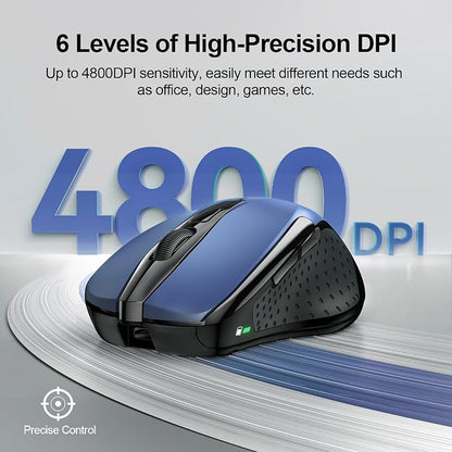 TECKNET Wireless Mouse Rechargeable 4800 DPI Silent USB A & Bluetooth Mouse 6 - Image 5